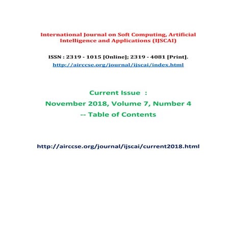 Nov 2018 Table of contents; current issue -International Journal on Soft Comp...