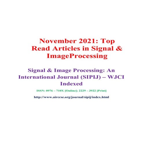 November 2021: Top Read Articles in Signal & Image Processing