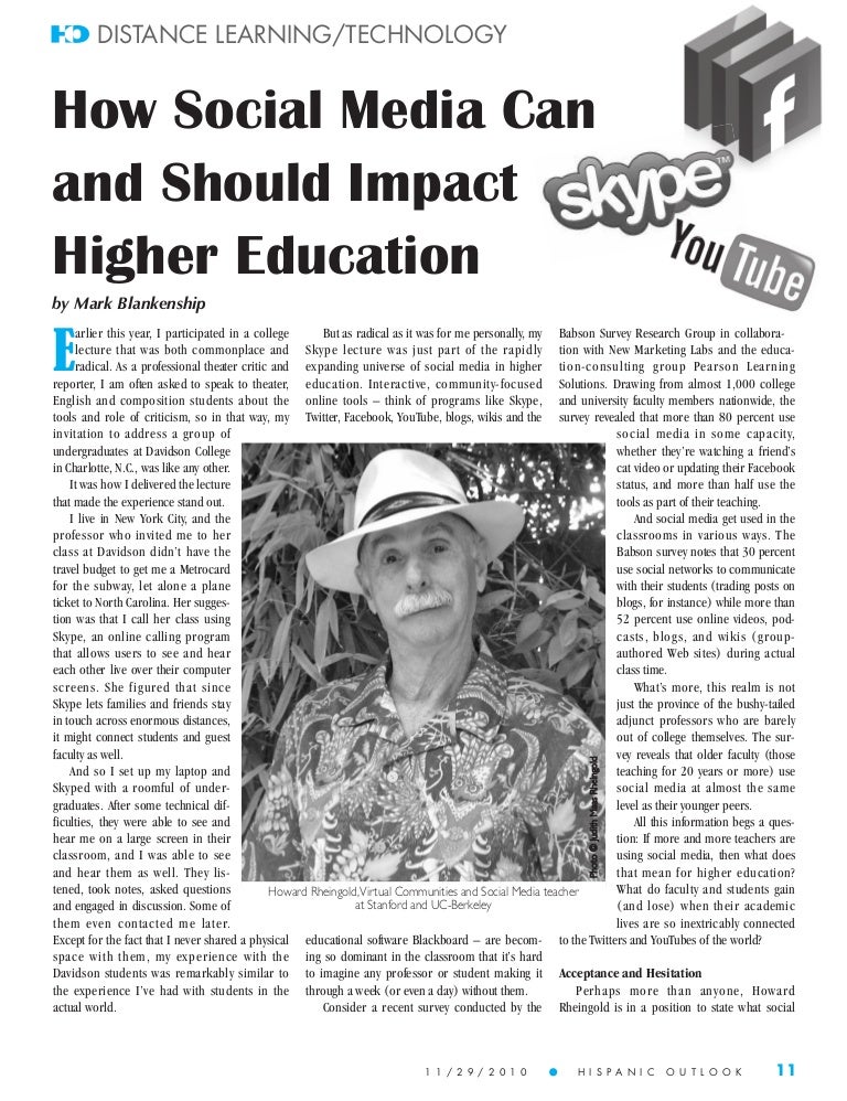 Article on how social media can and should impact higher education