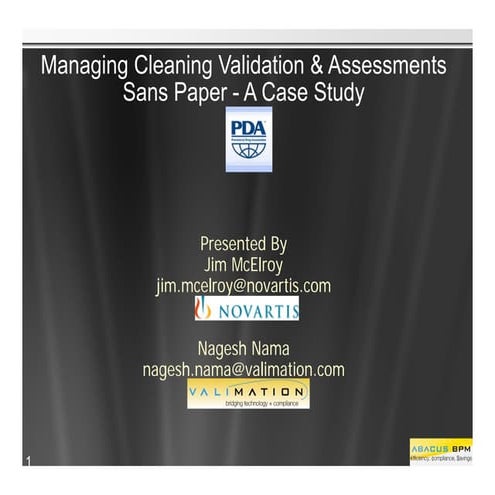 Novartis and ValiMation Present a SharePoint Solution for Risk Based Cleaning...