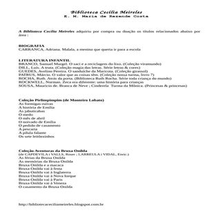 Novas aquisicoes da Biblioteca Ceci...