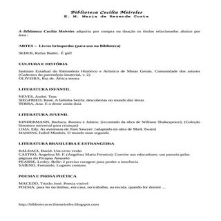 Novas aquisições da Biblioteca Cecí...