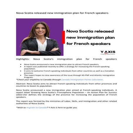 Nova Scotia released new immigration plan for French speakers.docx