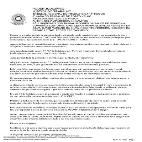 Sindsaúde – Justiça do Trabalho suspende posse de diretoria e determina novas...