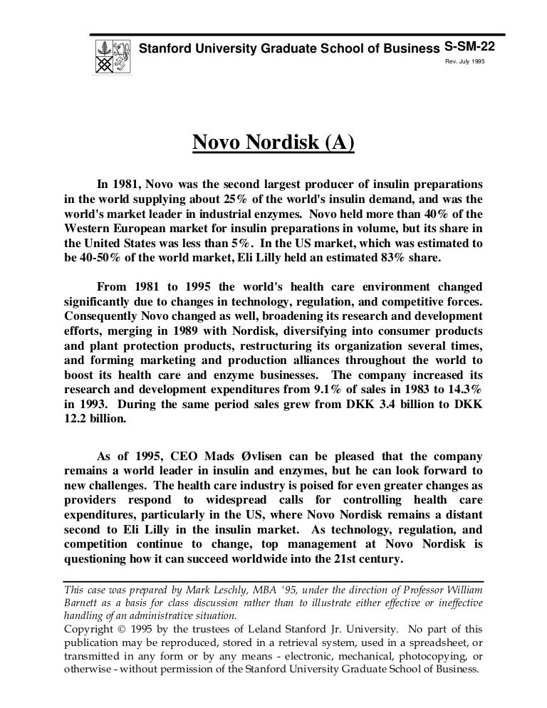Stanford University Case Study: Novo Nordisk Stanford University Case Study: Novo Nordisk