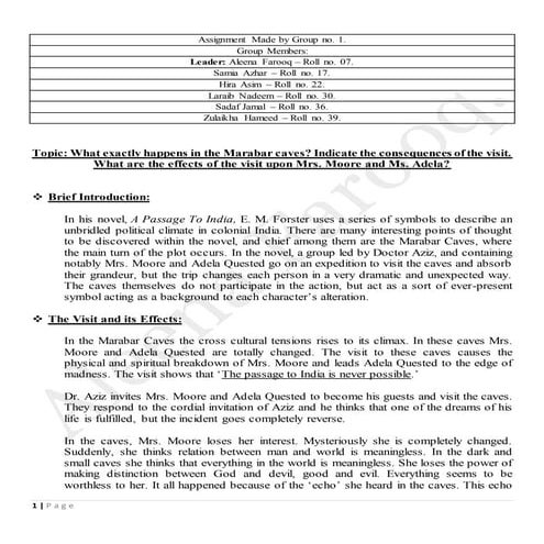 A Passage to India: What exactly happens in the Marabar caves? Indicate the c...