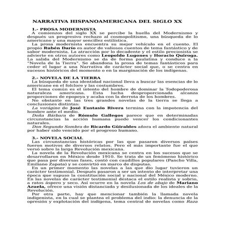 Narrativa Hispanoamericana del siglo XX