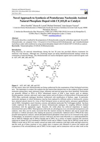 Novel approach to synthesis of pentofurano nucleoside assisted natural phosph...