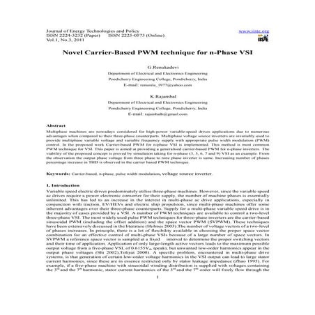 Novel carrier based pwm technique for n-phase vsi