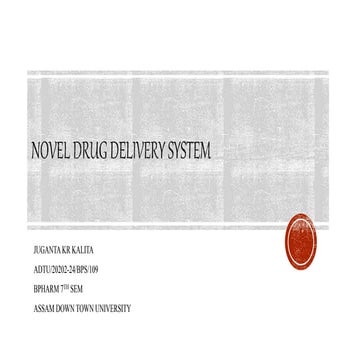 NOVEL DRUG DELIVERY SYSTEMS (BP 704 T) UNIT 1 | PDF