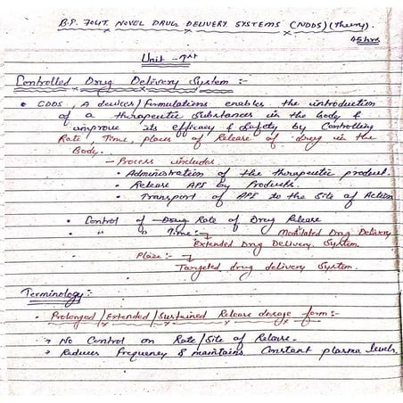 Novel Drug Delivery Systems Unit 1st. PART-1 | PDF