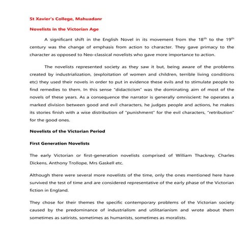 Novelists in victorian age