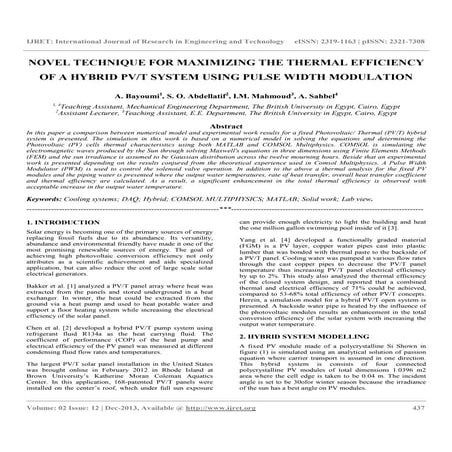 Novel technique for maximizing the thermal efficiency