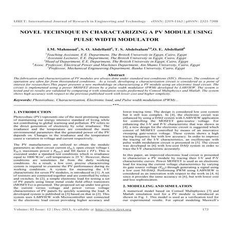 Novel technique in charactarizing a pv module using