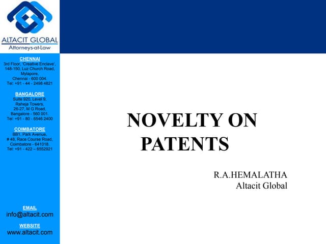 Novelty on patents