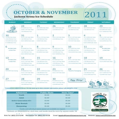November 2011 Ice Schedule