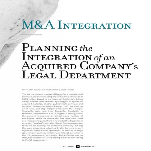 November 2011 acc_docket_planning_the_integration_of_an_acquired_company's_le...