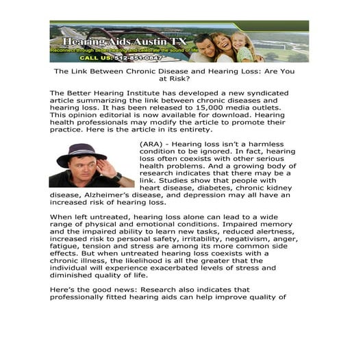 The Link Between Chronic Disease and Hearing Loss Austin TX