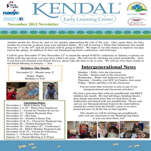November 2012 newsletter