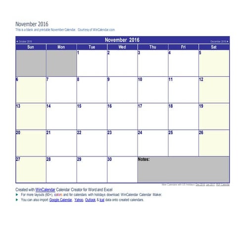 November 2016 BBall Calendar