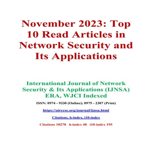 November 2023 - Top 10 Read Articles in Network Security & Its Applications