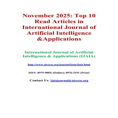 November 2025 - Top 10 Read Articles in Artificial Intelligence and Applicati...