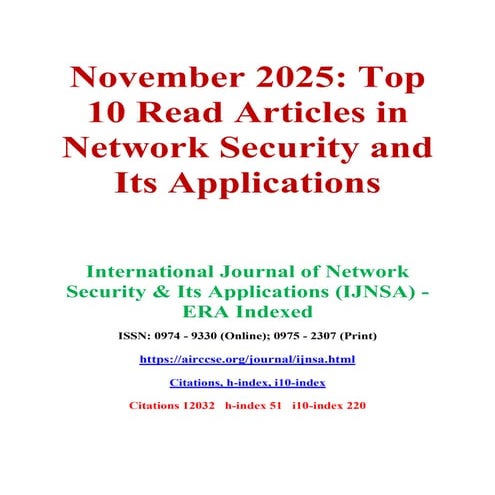 November 2025 - Top 10 Read Articles in Network Security and Its Applications