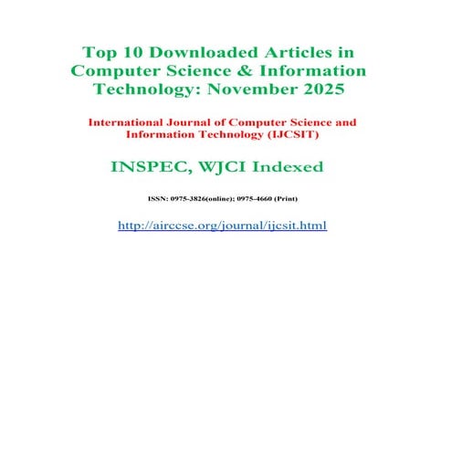 November 2025 : Top 10 Downloaded Articles in Computer Science & Information Technology
