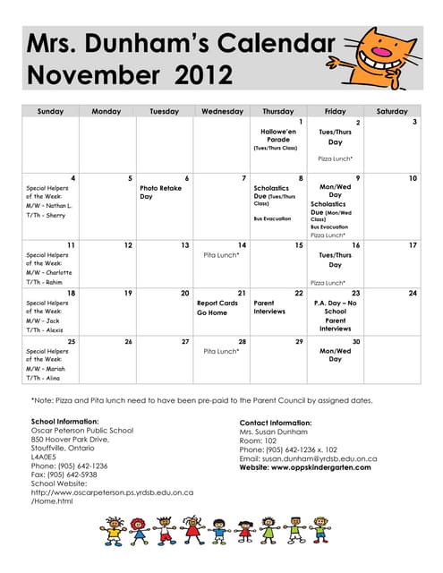 November calendar PDF November calendar PDF