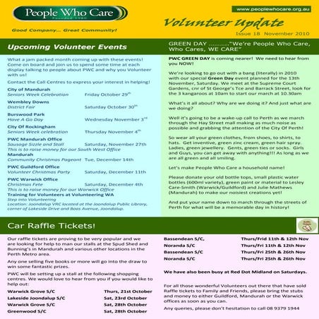 November Volunteer Newsletter 2010