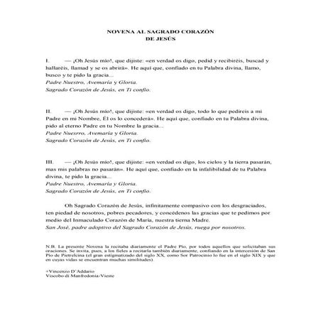 Novena al Sagrado Corazón de Jesús. | PDF