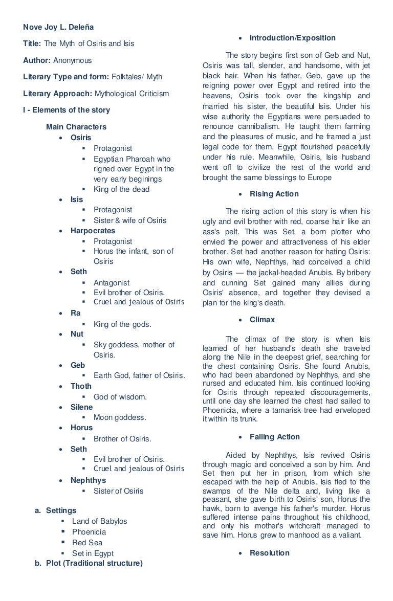 Elements Of A Myth Chart