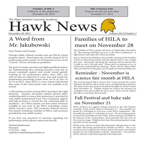 HILA Hawk News - November 2012
