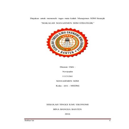 Noviyudin MAKALAH MSDM strategik STIE BINA BANGSA
