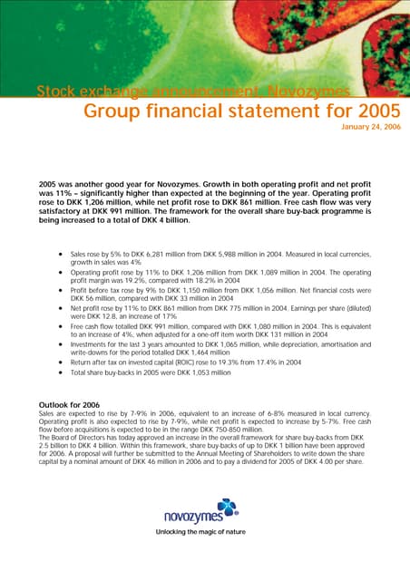Novoenzymes  Group Financial Statement2005