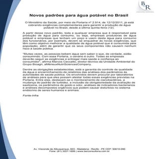 Novos padrões para água potável no ...