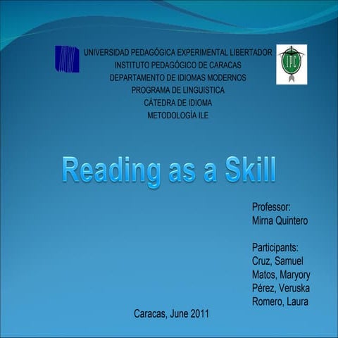 Reading as a Skill
