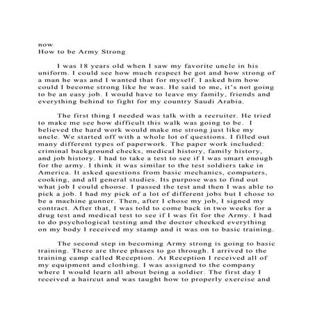 nowHow to be Army StrongI was 18 years old when I saw my fa.docx