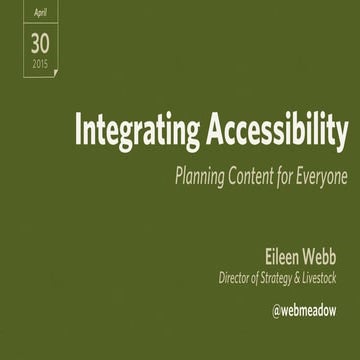 Integrating Accessibility: Planning Content for Everyone