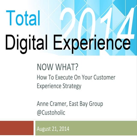 Now What? How to Execute on your Customer Experience Strategy