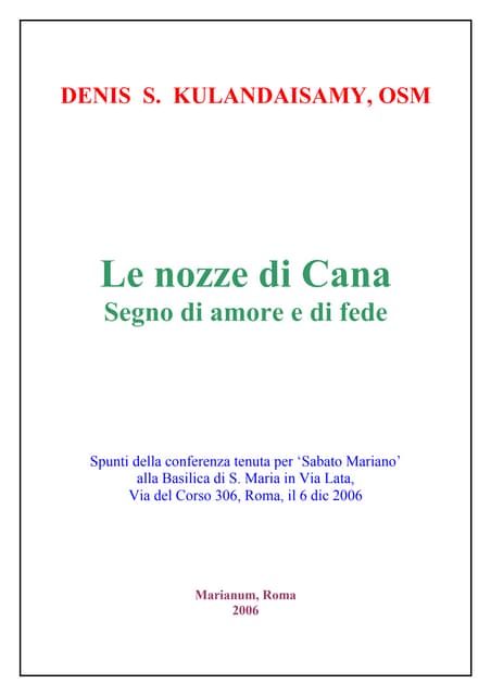 Nozze Di Cana Interpretazione Teologica