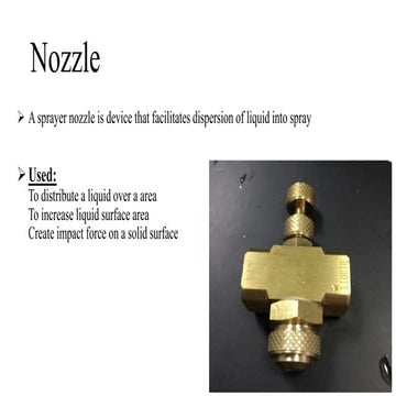 Nozzles and different sprayers used to spray pesticide