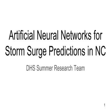 Artificial Neural Networks for Storm Surge Prediction in North Carolina
