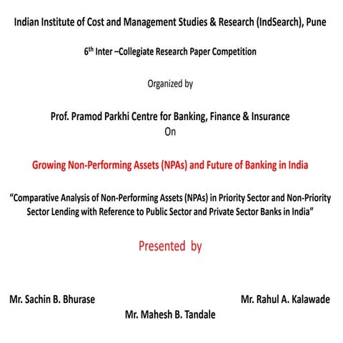 Non-Performing Assets by Rahul Kalawade 