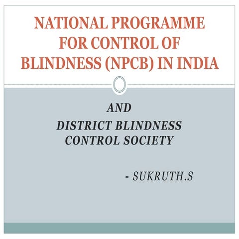 NATIONAL PROGRAMME FOR CONTROL OF BLINDNESS