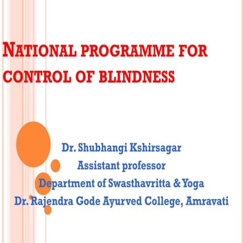 National Programme For Control of Blindness