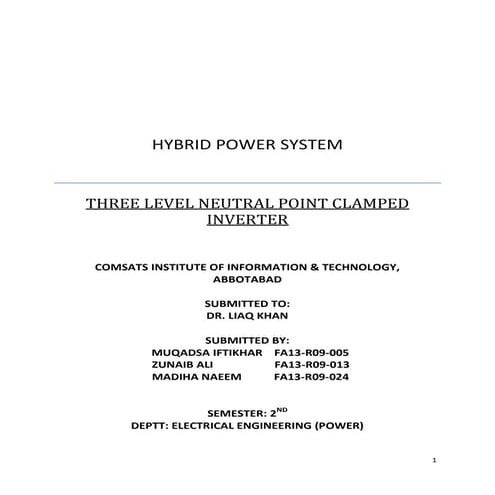 Neutral point clamped inverter