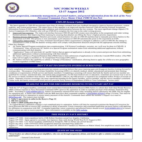 Npc force weekly 13 17 august 2012