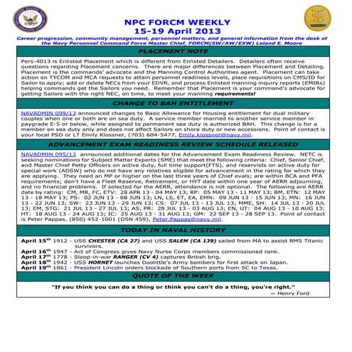 Npc force weekly 15 19 april 2013