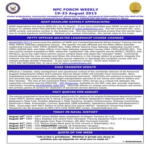 Npc force weekly 19 23 august 2013